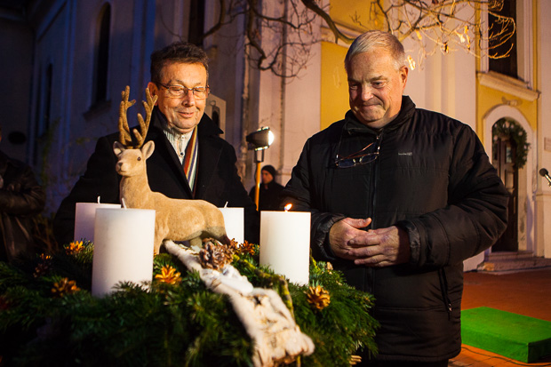 Babák Mihály polgármester és Seidl Ambrus plébános