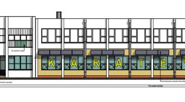 Részlet a karateközpont homlokzati tervéből