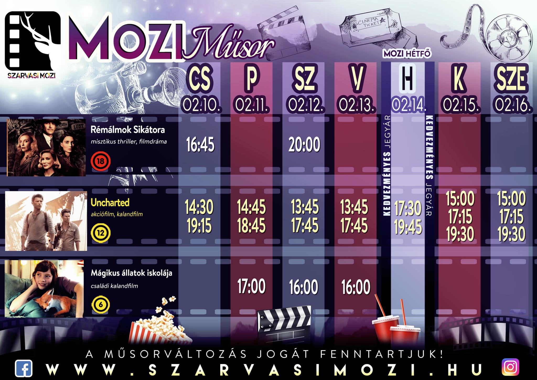 A Szarvasi Mozi 2022. 6. heti műsora