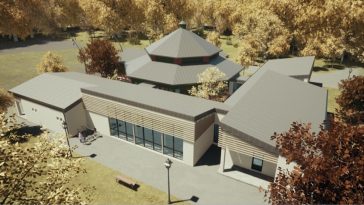 Nézet a Pavilon egyik látványtervéből. (A végleges ettől eltérhet)Tervező: OROS-HÁZ Kft.