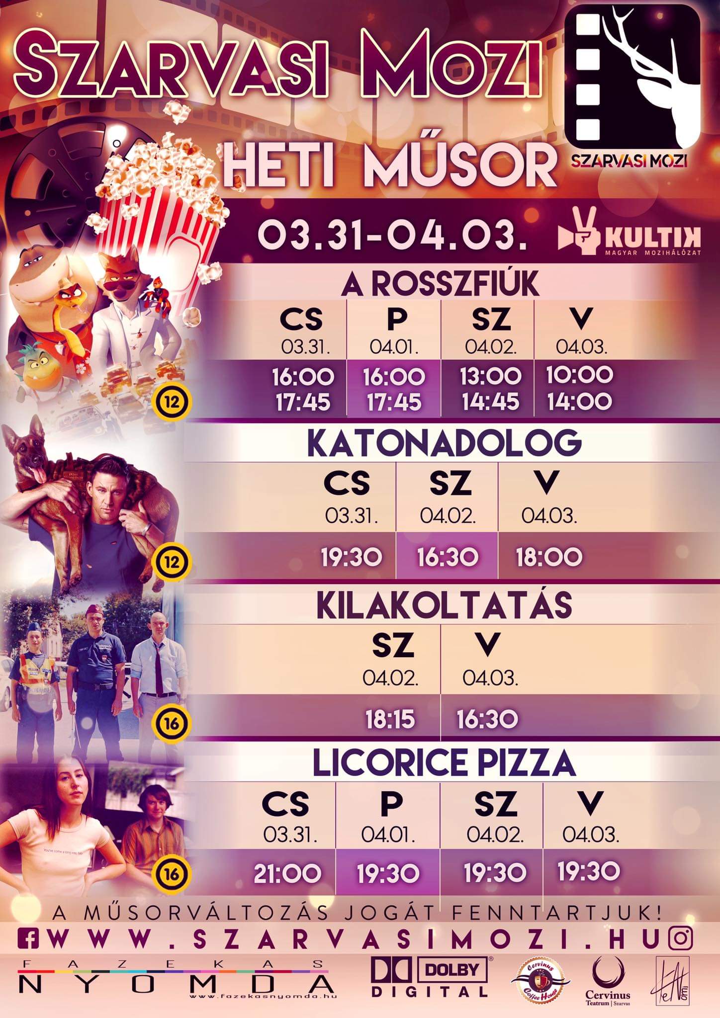 A Szarvasi Mozi műsora