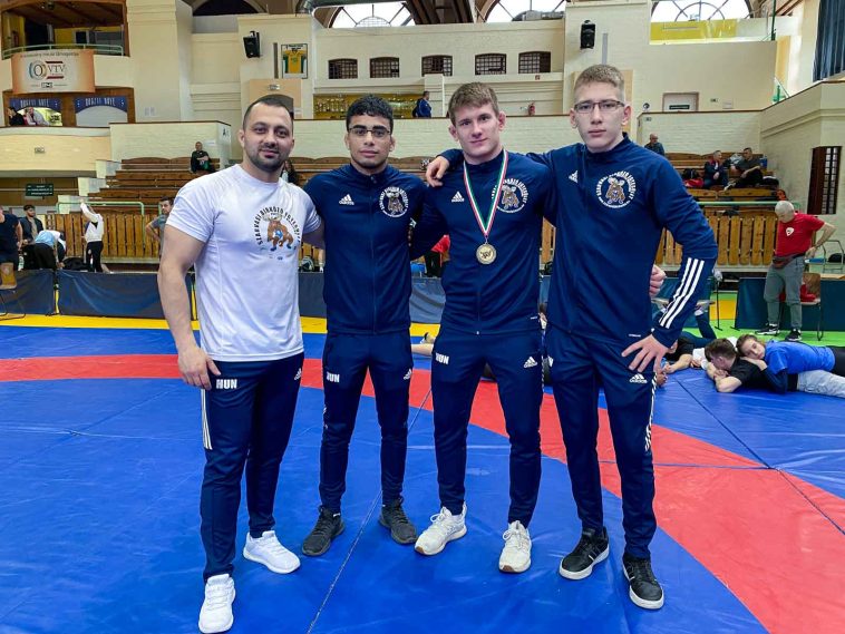 Sükösd Attila edző, Tóth Dominik, Hajduch Nándor és Balázs Gergely