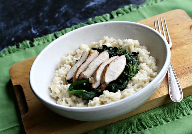 Spenótos pulykás rizottó