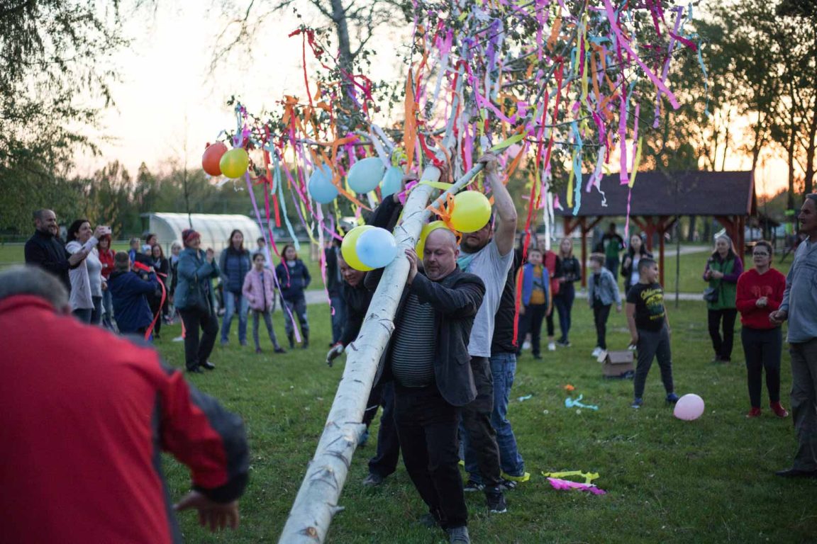Májusfaállítás Békésszentandráson 2022. április 30-án