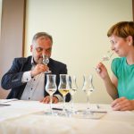 Zalai Mihály, a megyei közgyűlés elnöke és Varga-Bora Tímea, a a Gyulai Pálinkafesztivál főszervezője