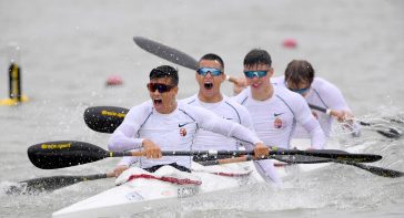 A magyar csapathajó: Ozsgyáni Bence, Hidvégi Zalán, Hidvégi Hunor és Keller Gergő