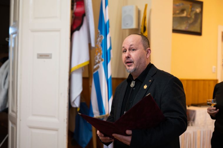 Sinka Imre, Békésszentandrás polgármestere köszönti a település vállalkozóit 2023. január 27-én