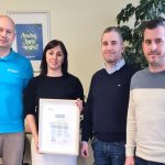 Zakar Mihály, a Corteva szarvasi üzemének vezetője, Snajder Anikó, a Corteva Agriscience beszerzés szervezője, Somogyi Gábor, kereskedelmi igazgató és Tóth Gábor, csomagolástechnikai szaktanácsadó, Manupackaging Hungary Kft.