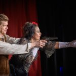 Boronyák Gergely és Nyári Beáta Csehov Medve című egyfelvonásosának kosztümös főpróbáján a Cervinus Teátrumban 2025. február 13-án. (Fotó: Babák Zoltán)