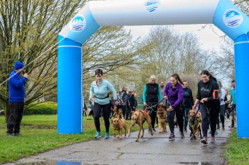 Indulnak a Fickók, a Csibészek és a Blökik a Szarvasi Arborétum kutyás terepfutó eseményén.