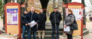 Hodálik Pál polgármester és dr. Dósa Zsuzsa, a Cervinus Teátrum ügyvezetője tartott sajtótájékoztatót a 2025-ös adventi rendezvényekről 2025. november 24-én.